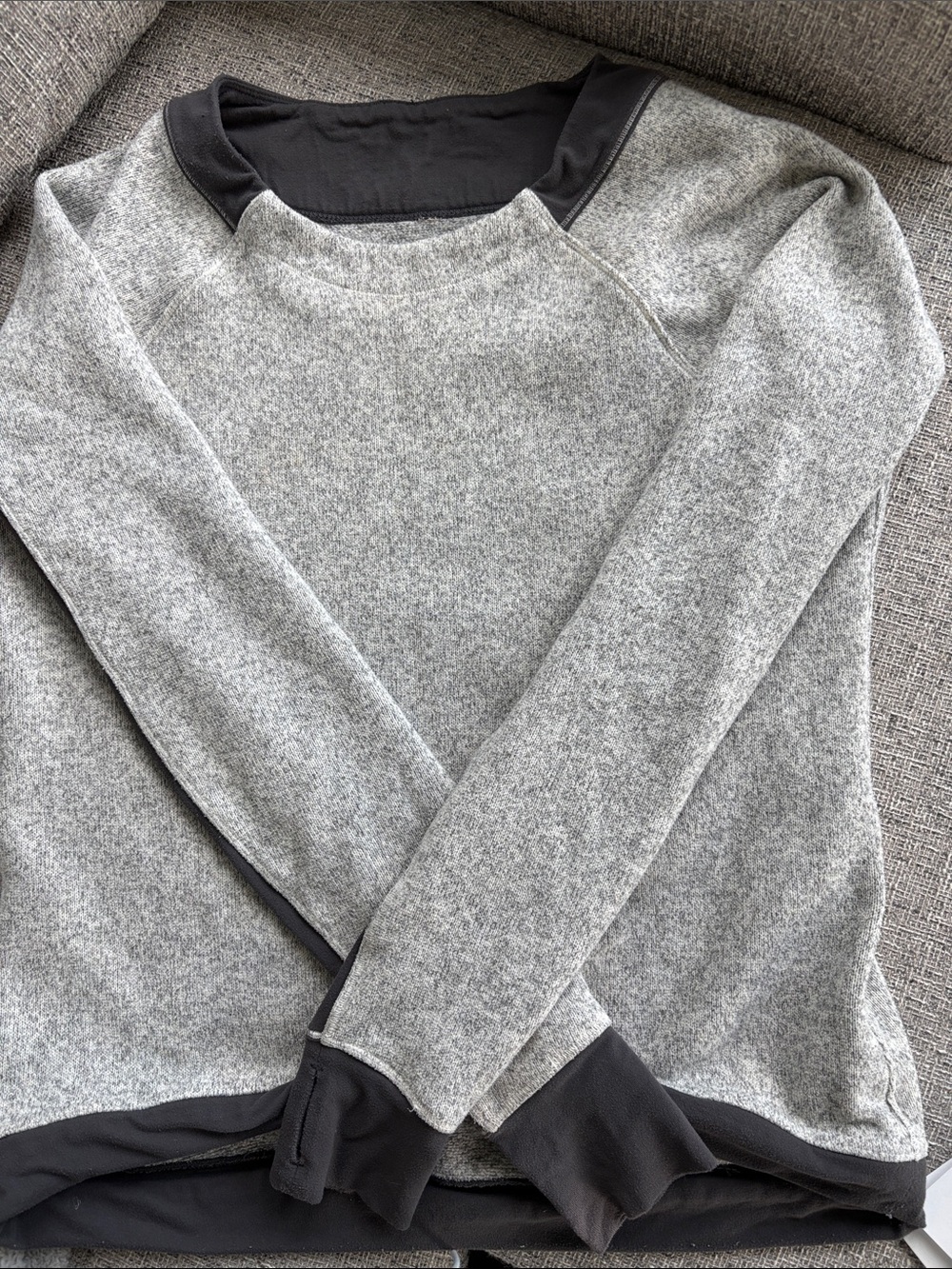 Lululemon Gray Women's Crewneck Sweater with Black Trim